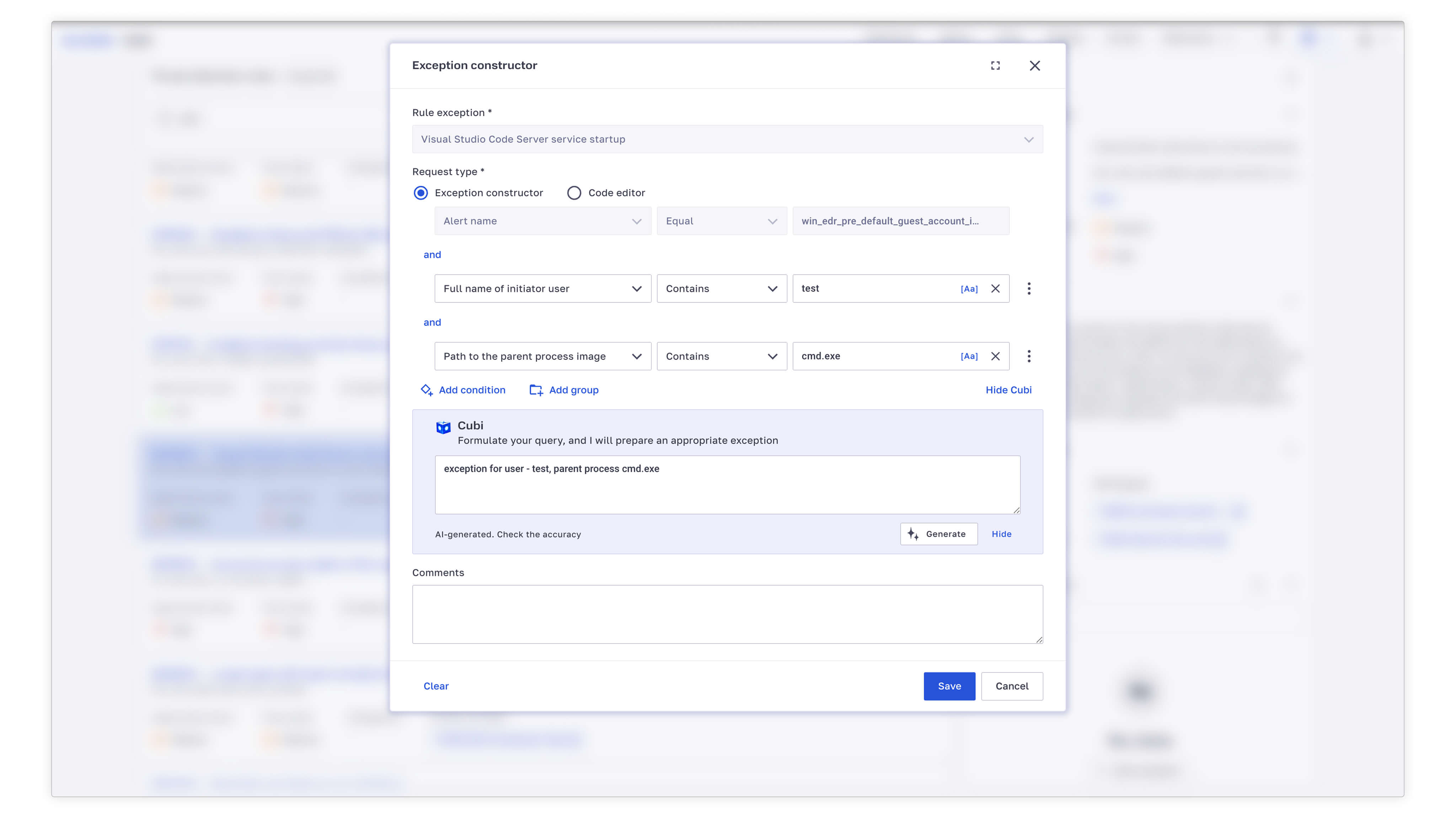 Exception builder