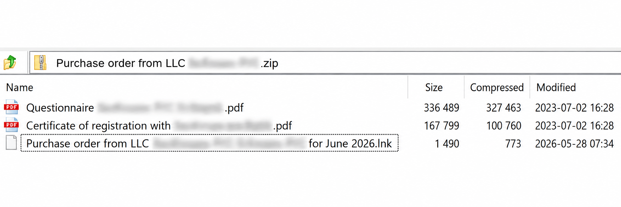 ZIP contents