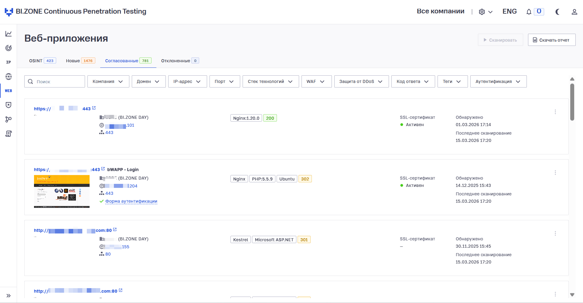 Разделы платформы