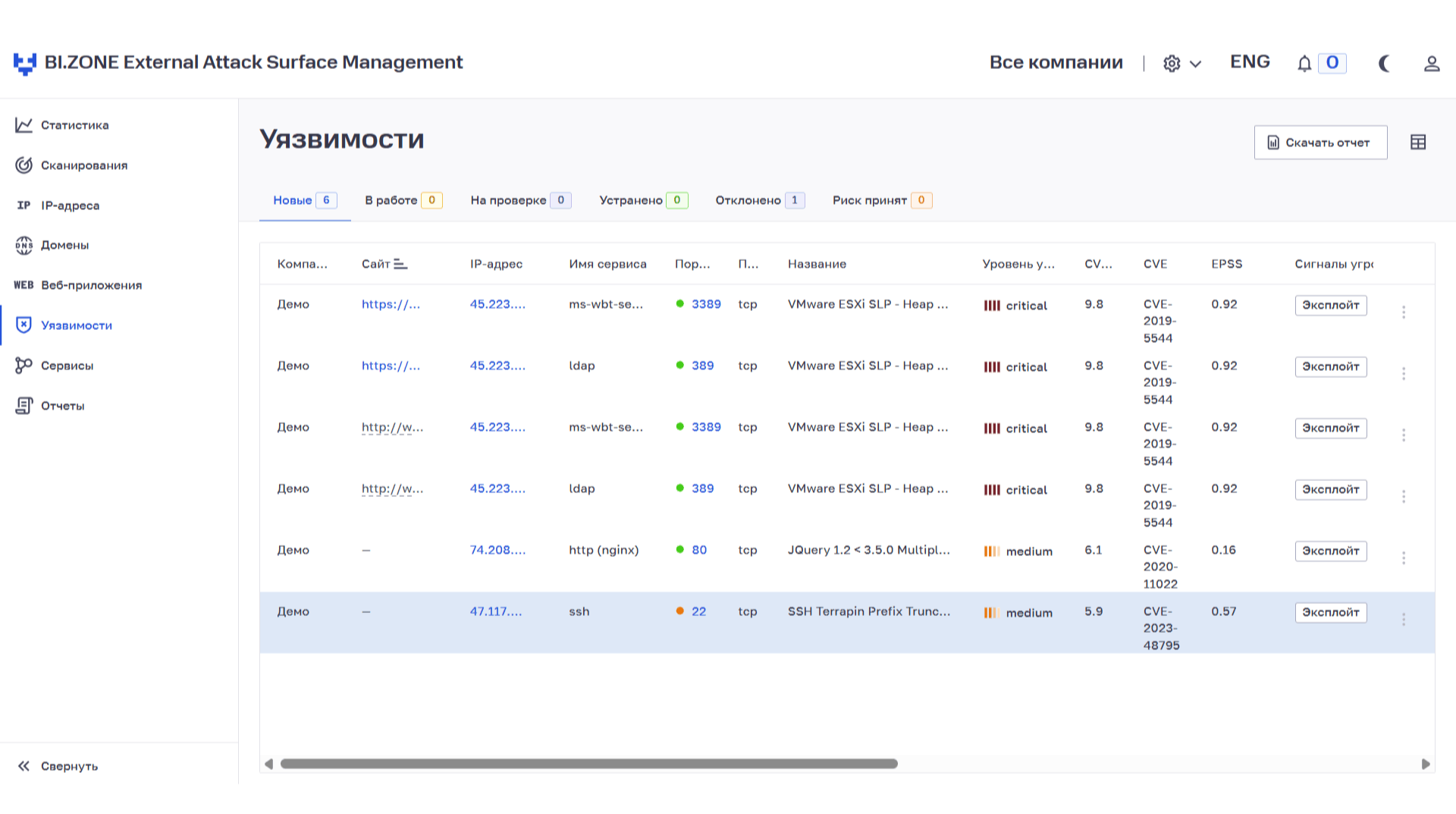 Разделы платформы