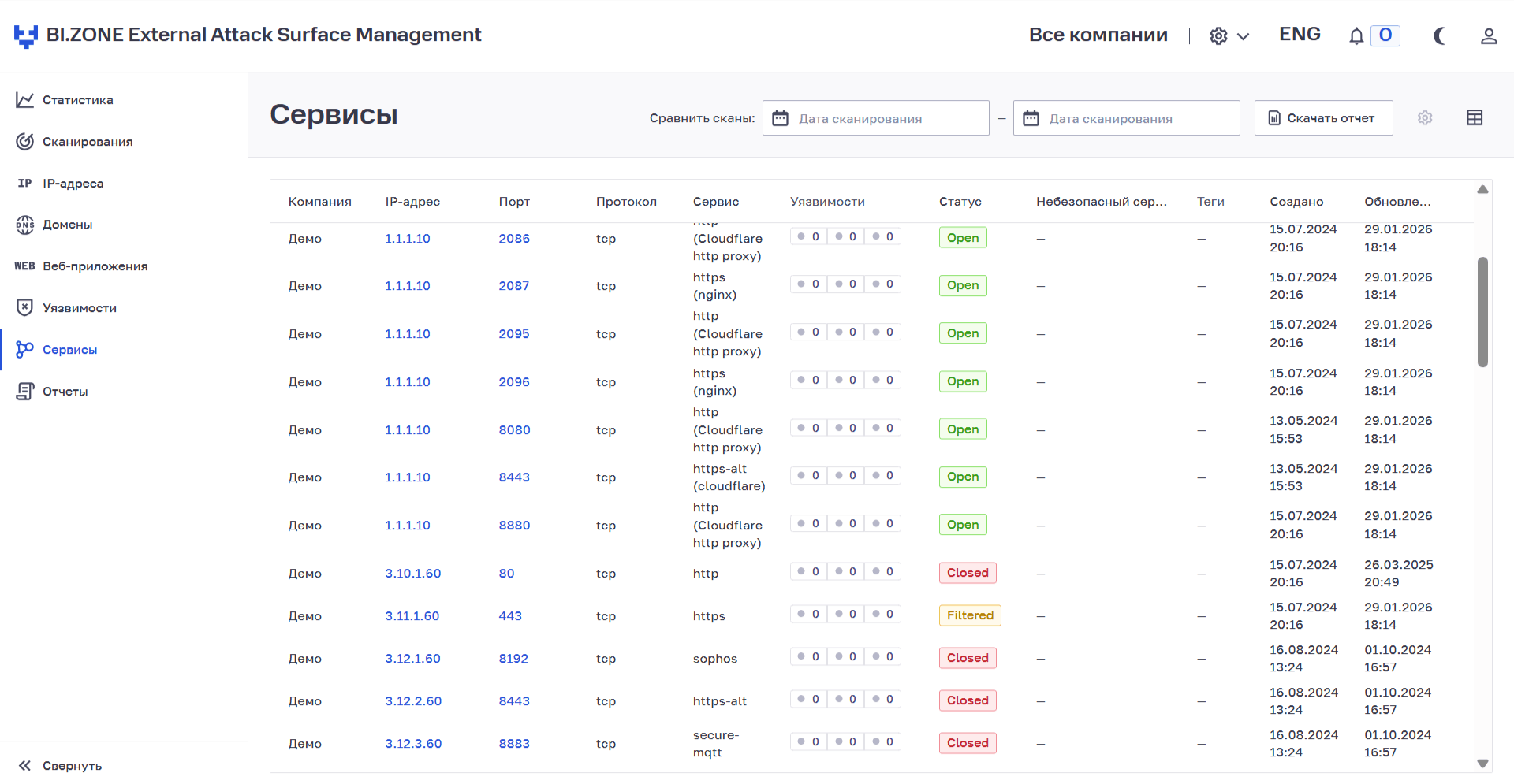 Разделы платформы