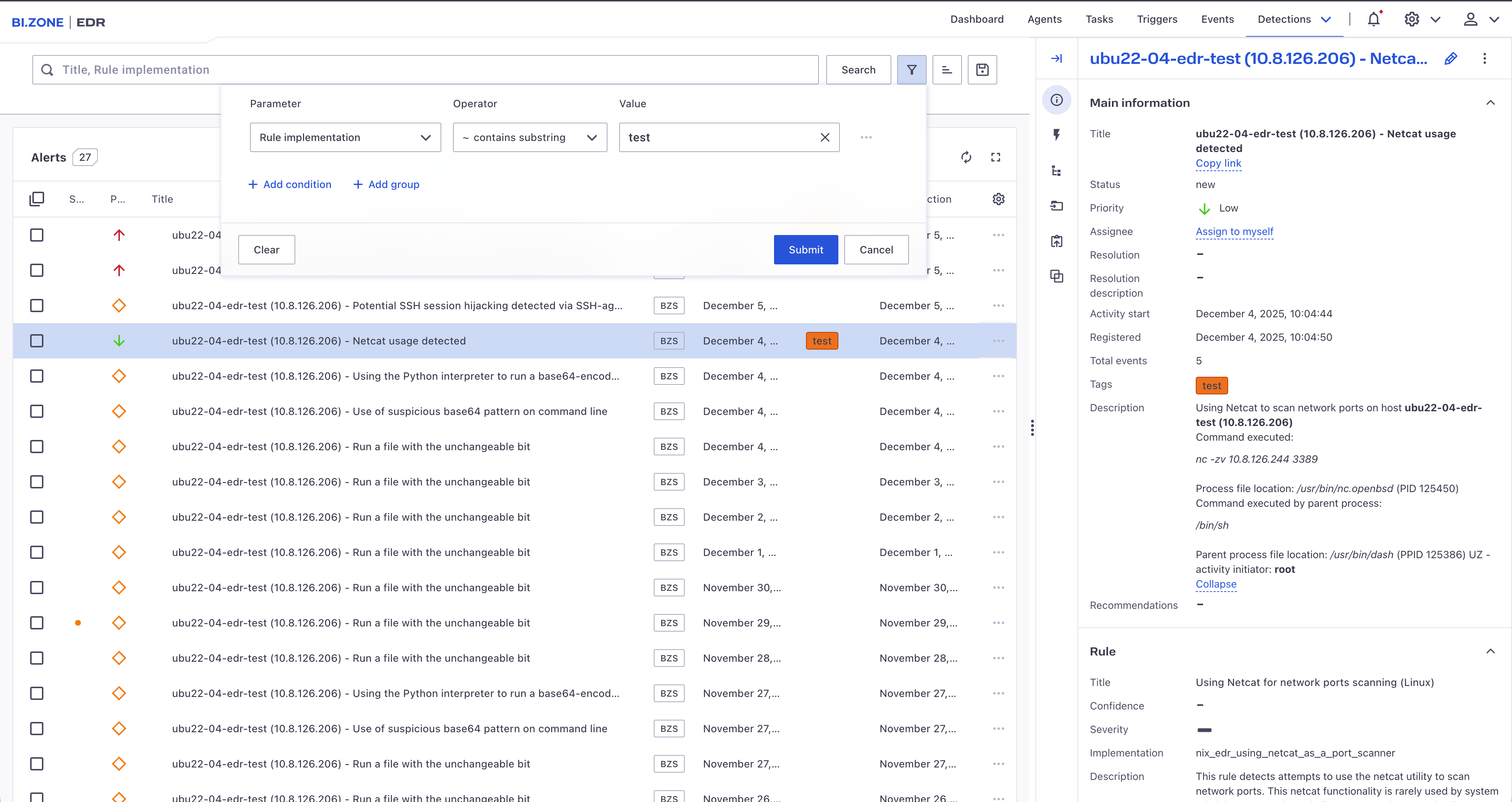 Incident filtering by tags