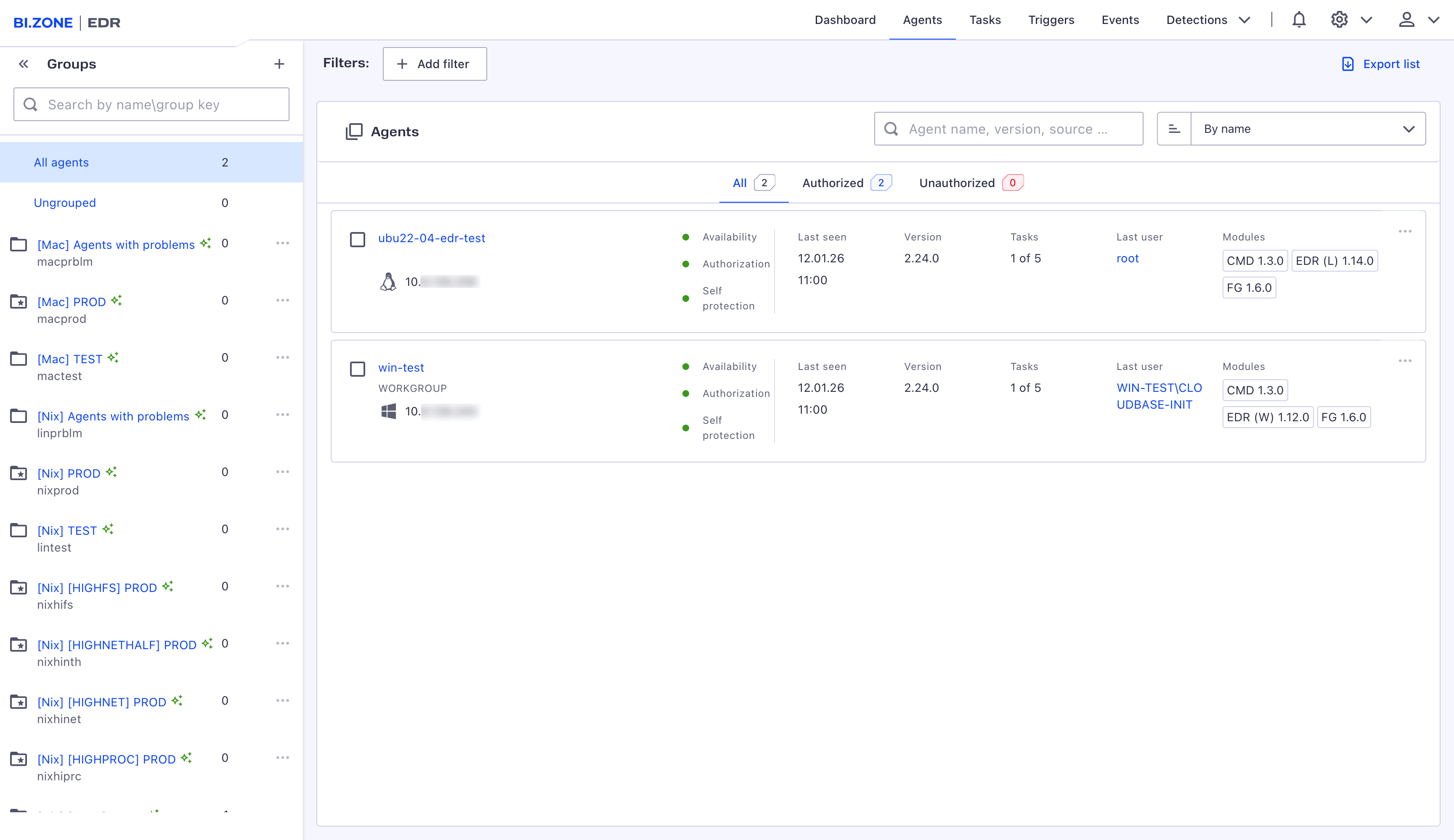 BI.ZONE EDR user interface (light mode)