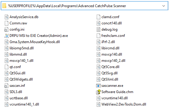 Sample contents of %LOCALAPPDATA%\Programs\Advanced CatchPulse Scanner