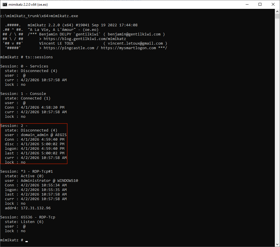 Disconnected RDP-сессия, сохраняющаяся на удаленном хосте