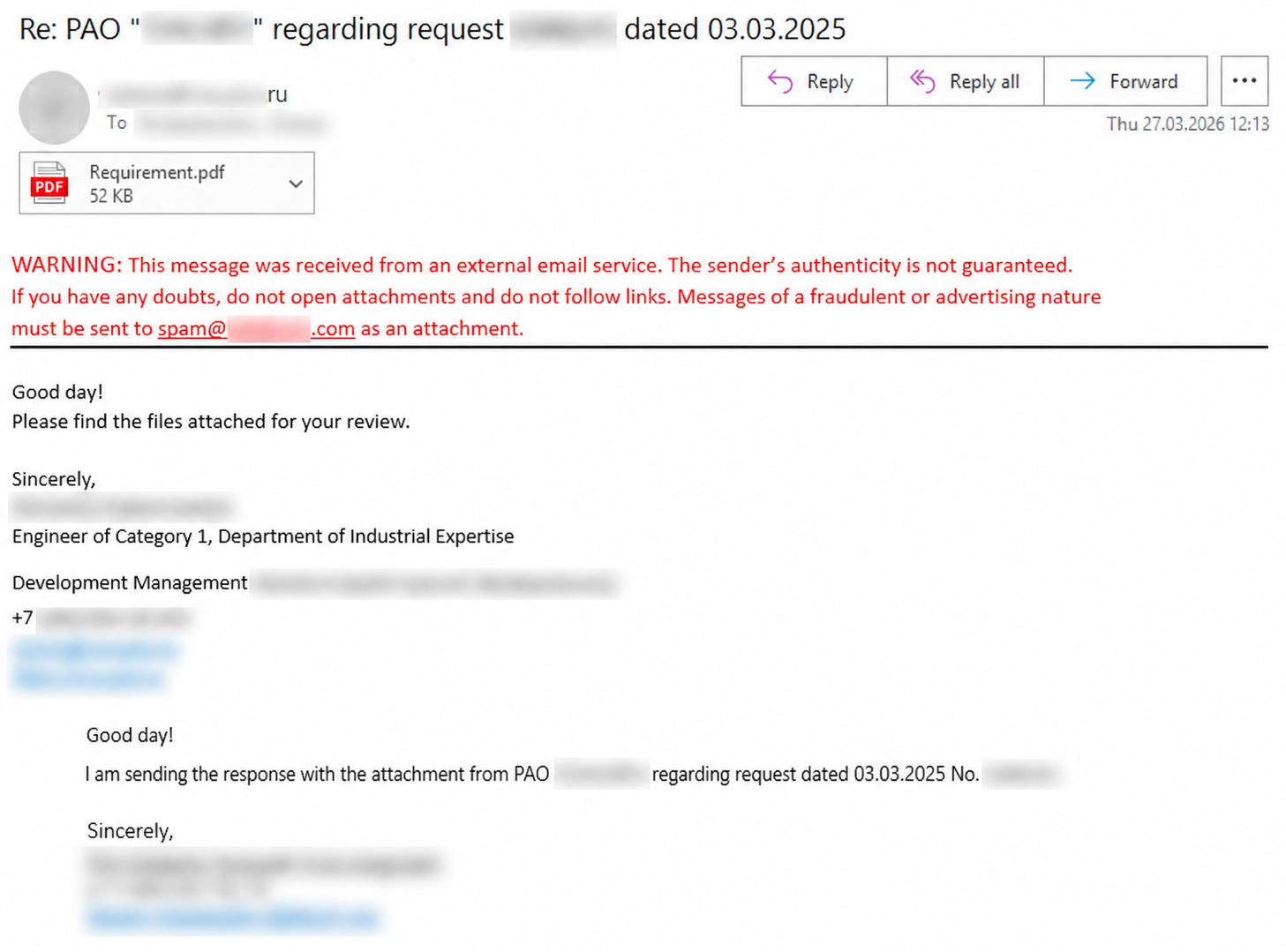 Phishing email