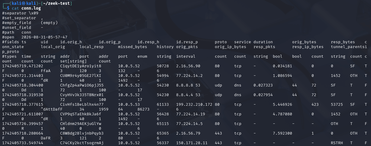 Содержимое conn.log