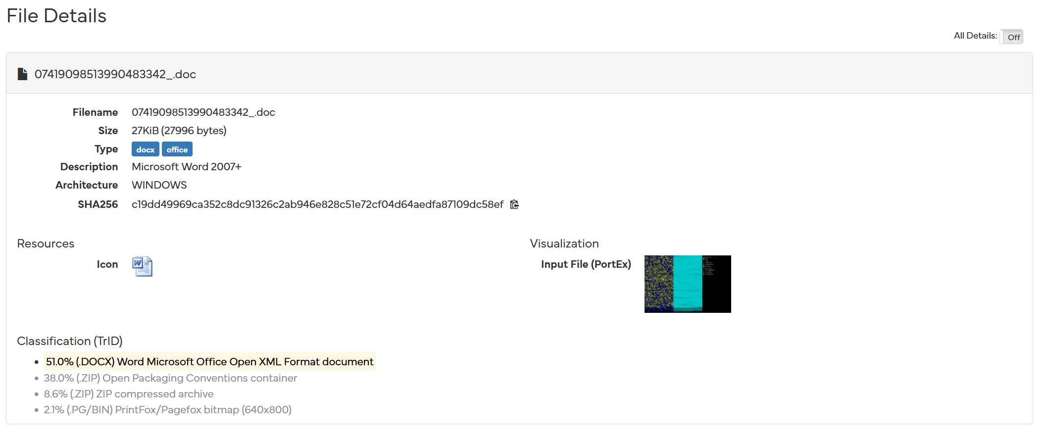 Анализ файла в публичной песочнице