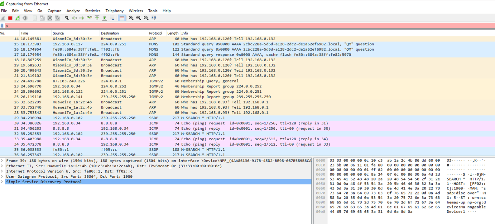 Захват сетевого трафика в Wireshark
