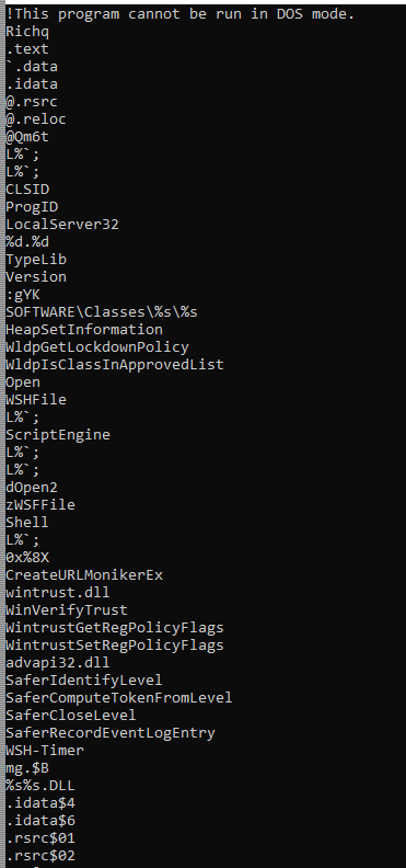 Вывод strings для процесса wscript.exe