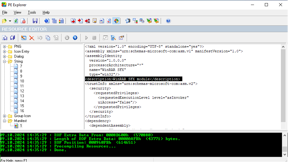 Описание Документа из&nbsp;налоговой(запрос).exe в&nbsp;PE Explorer