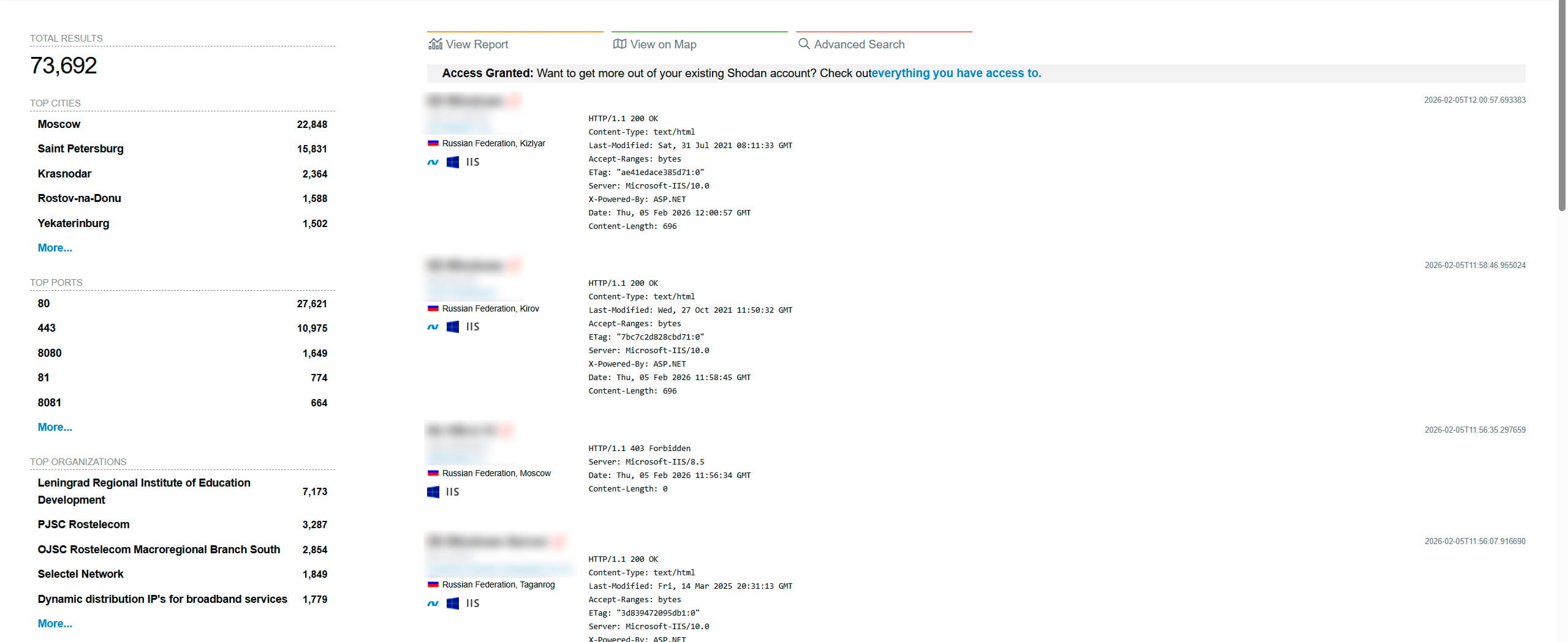 Публичные серверы, работающие на IIS
